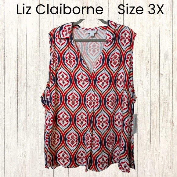Liz Claiborne Tops - Liz Claiborne 3X Sleeveless V Neck Blouse NWT